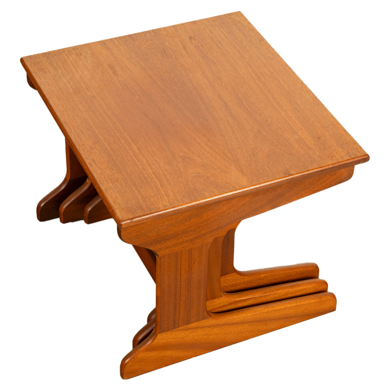 Set of Three Danish Mid Century Modern Teak Nesting Side Coffee Tables 1960s