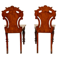 Pair Antique Regency Carved Mahogany Country House Shield Back Hall Chairs 1825