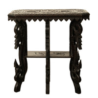 Antique Carved Anglo Indian Teak Wood Elephant Twin Tier Lamp Side Table 1900