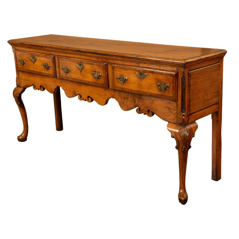 Antique 18th Century Georgian Oak & Crossbanded Mahogany Welsh Dresser Base 1780