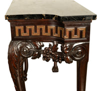 Antique English Georgian Carved Mahogany Portoro Marble Console Side Table 1820