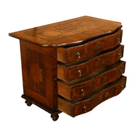 Antique Austrian Baroque Inlaid Walnut Burl Chest of Drawers Dresser Commode 1760