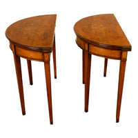 Antique Pair of Georgian Demi-lune Inlaid Mahogany & Stainwood Card Tables 1780 Ex-Christies