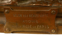 Monumental French Figurative Bronze Statue 'Au Loup' Shepherd Dog Sheep Hunting by Louis-Auguste Hiolin, 1874