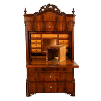 Antique Austrian Mahogany Maple Inlaid Biedermeier Secretary Chest Cabinet 1850