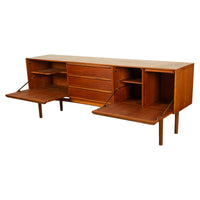 Mid Century Modern Danish Style Teak Long Credenza McIntosh Starburst Doors 1960