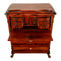 Antique Austrian Biedermeier Flame Mahogany Secretary Abattant Desk Chest 1870