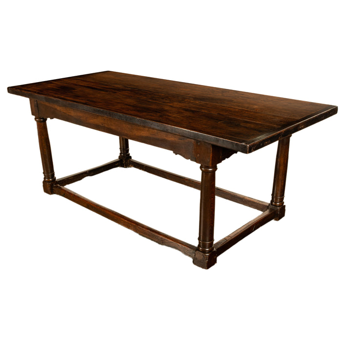 Antique 17th Century Charles I Jacobean 80" long Oak Refectory Dining Table 1630