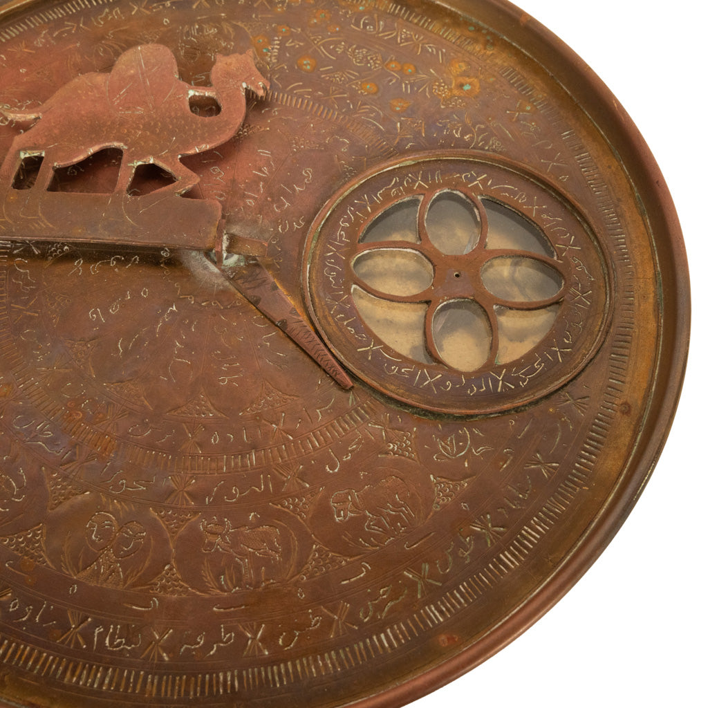 Antique Persian Islamic Arabic Brass Qibla Mecca Zodiac Compass Astrolabe 1880