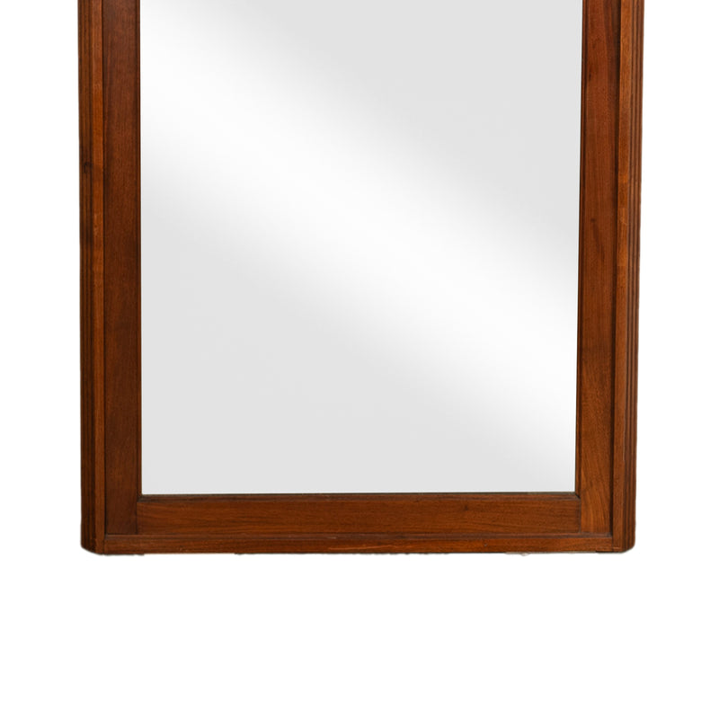 Antique French Louis XVI Walnut Inlaid Parquetry 66" Mantle Trumeau Mirror 1890