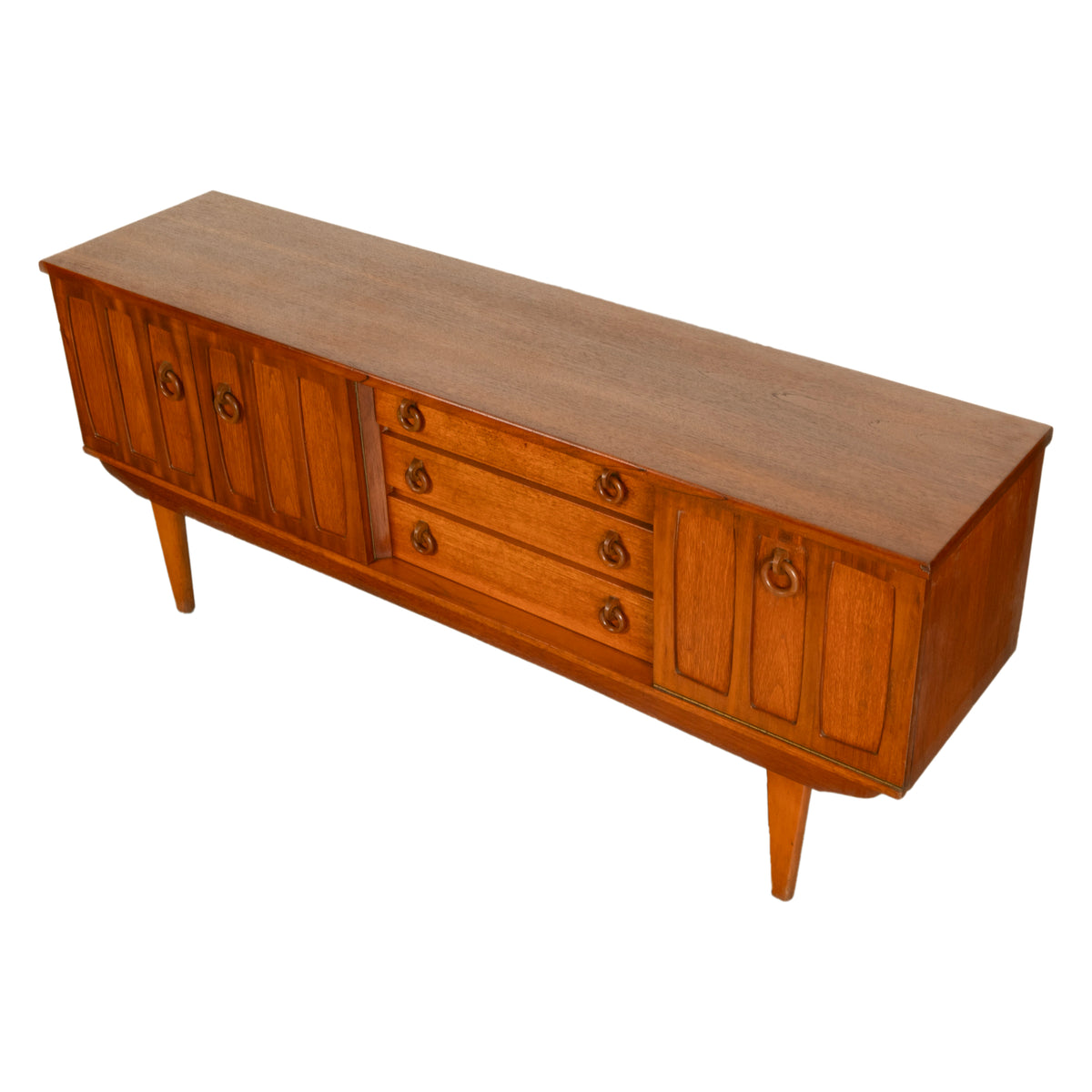 Mid Century Modern Danish Style Teak Credenza Sideboard Buffet Bar Cabinet 1960s