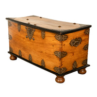 Antique 18th Century Dutch Colonial East India Co Teak & Brass VOC Chest 1740