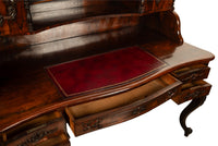 Antique French Carved Rosewood Louis Philippe Rococo Desk Bureau Writing Table Circa 1850