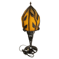 Large Antique French Art Deco Daum Glass & Edgar Brandt Iron Table Lamp 1920s