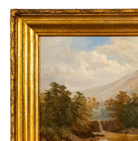 Large Antique English 19thC Oil Painting River Lyn Landscape Barnstaple Devon by Albert Lane, 1860