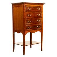 Antique Edwardian Sheraton Inlaid Mahogany Sheet Music File Cabinet Chest 1900