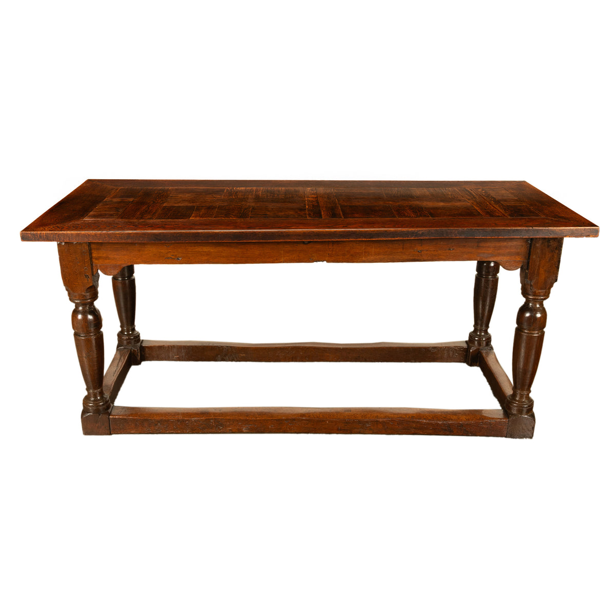 Antique 18th Century French Oak Country Parquetry Refectory Dining Table 1680