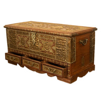 Antique 19thC Zanzibar Omani Teak & Brass Stud & Copper Clad Dowry Chest 1890