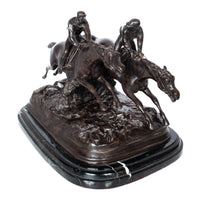 Antique French 19th Bronze Equestrian Group Horses Jockeys Statue Sculpture by by Paul Louis Emile Loiseau-Rousseau, Paris 1895