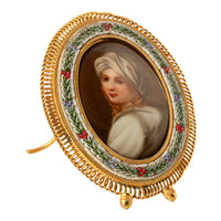 Antique Italian Micro Mosaic Miniature Portrait Painting Porcelain Guido Reni,1895