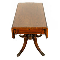 Antique Georgian Regency Inlaid Ebony Mahogany Pembroke Drop Leaf Pedestal Table 1810