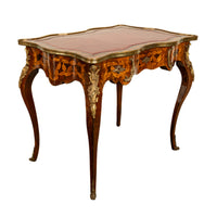 Antique French Louis XV Ormolu Rosewood Marquetry Partner's Writing Table Desk 1860