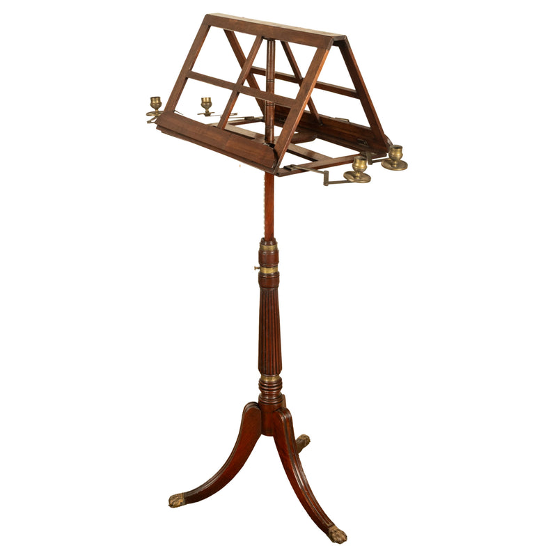 Antique Georgian Brass-Mounted Candle Sconces Mahogany Duet Music Stand 1790