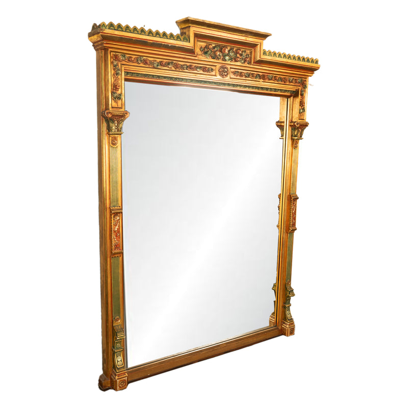 Antique 19th Century Monumental Giltwood Overmantel Full Length Pier Mirror 1860