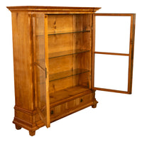 Antique Austrian Cherry Wood Biedermeier Display Library Cabinet Bookcase 1840