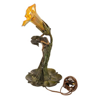 Antique Art Nouveau Austrian Bronze Figural Lamp Loetz Glass Gustav Gurschner, 1905