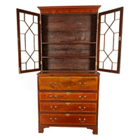 Antique Georgian Inlaid Mahogany Bureau Bookcase Butler's Secretary Desk 1780
