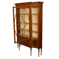 Antique Art Nouveau Inlaid Mahogany Display China Cabinet Vitrine Waring Gillow, 1905