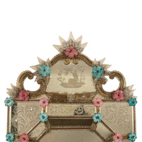 Antique Style Italian Handmade Murano Venetian Etched Glass Mirror Fratelli Tosi