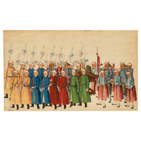 Antique Chinese Qing Dynasty Imperial Gouache Watercolor Pith Painting 1840