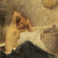 Antique Italian Realism Verismo Oil on Canvas Painting Female Nude Ex-Christie's by Antonio Mancini, 1890