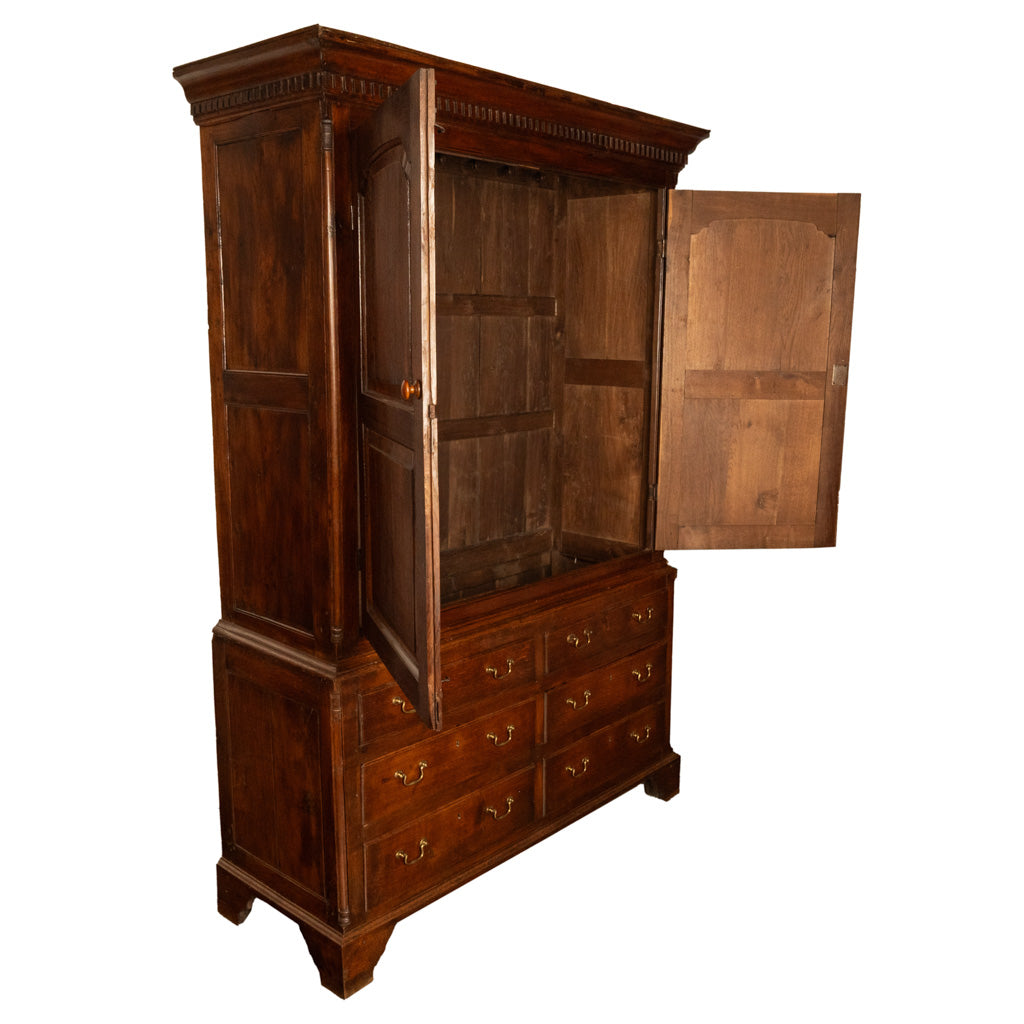 Antique 18thC Georgian Oak Welsh Livery Housekeepers Press Cupboard Cabinet 1740