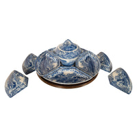 Antique Copeland Spode Blue & White Porcelain "Italian" Pattern Lazy Susan 1890