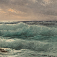 Antique Italian Oil on Canvas Painting Seascape Coastline Isle of Capri Italy by Cavalier Michele Federico, 1925