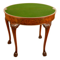 Antique Mahogany Carved Chippendale Demi-Lune Queen Anne Game Console Table 1900