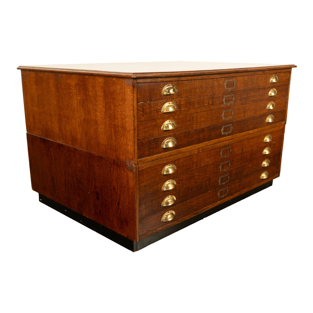 Antique Oak 8 Drawer Filing Print Architect's Blueprint Cabinet Flat File 1900