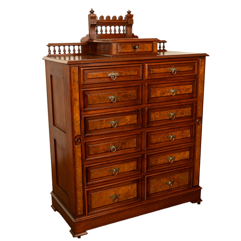 Antique American Burl Walnut Lock Side Eastlake Highboy Chest of Drawe – BLOOMSBURY FINE ART & ANTIQUES Antique American Burl Walnut Lock Side Eastlake Highboy Chest of Drawe – BLOOMSBURY FINE ART & ANTIQUES