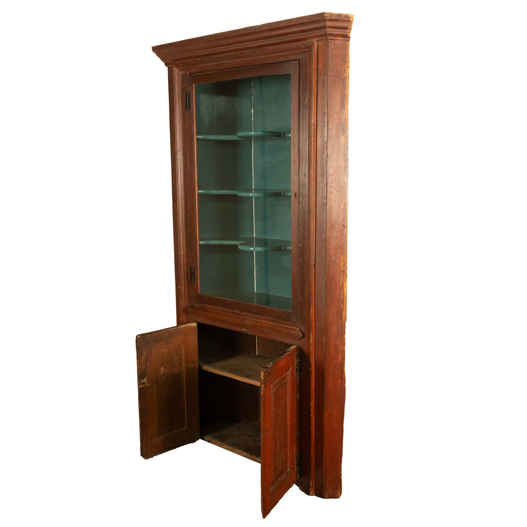 Antique American Painted Pine Federal Country Corner Cabinet Pennsylvania 1820