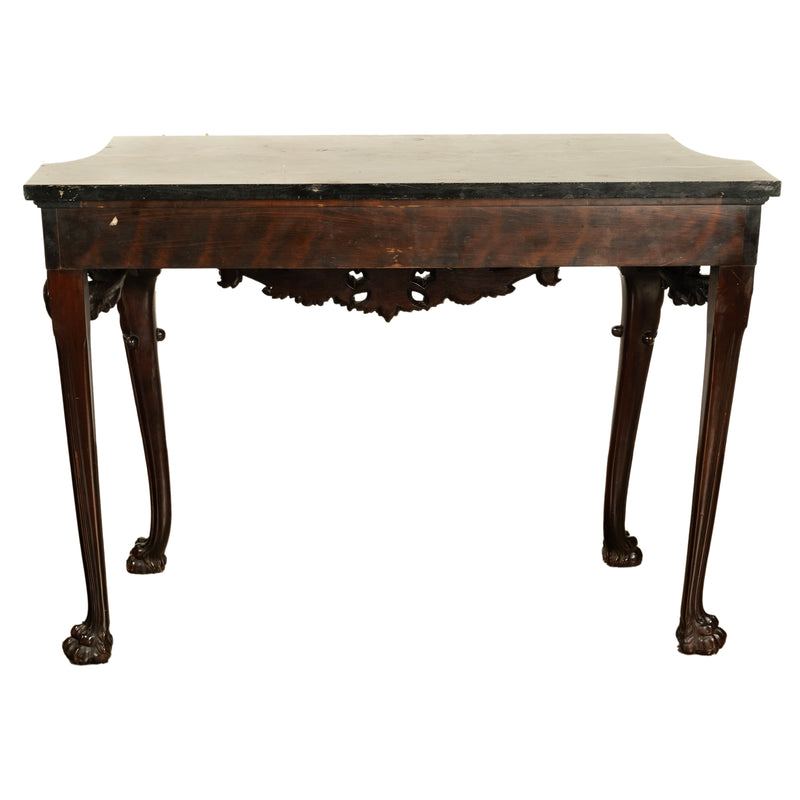 Antique English Georgian Carved Mahogany Portoro Marble Console Side Table 1820