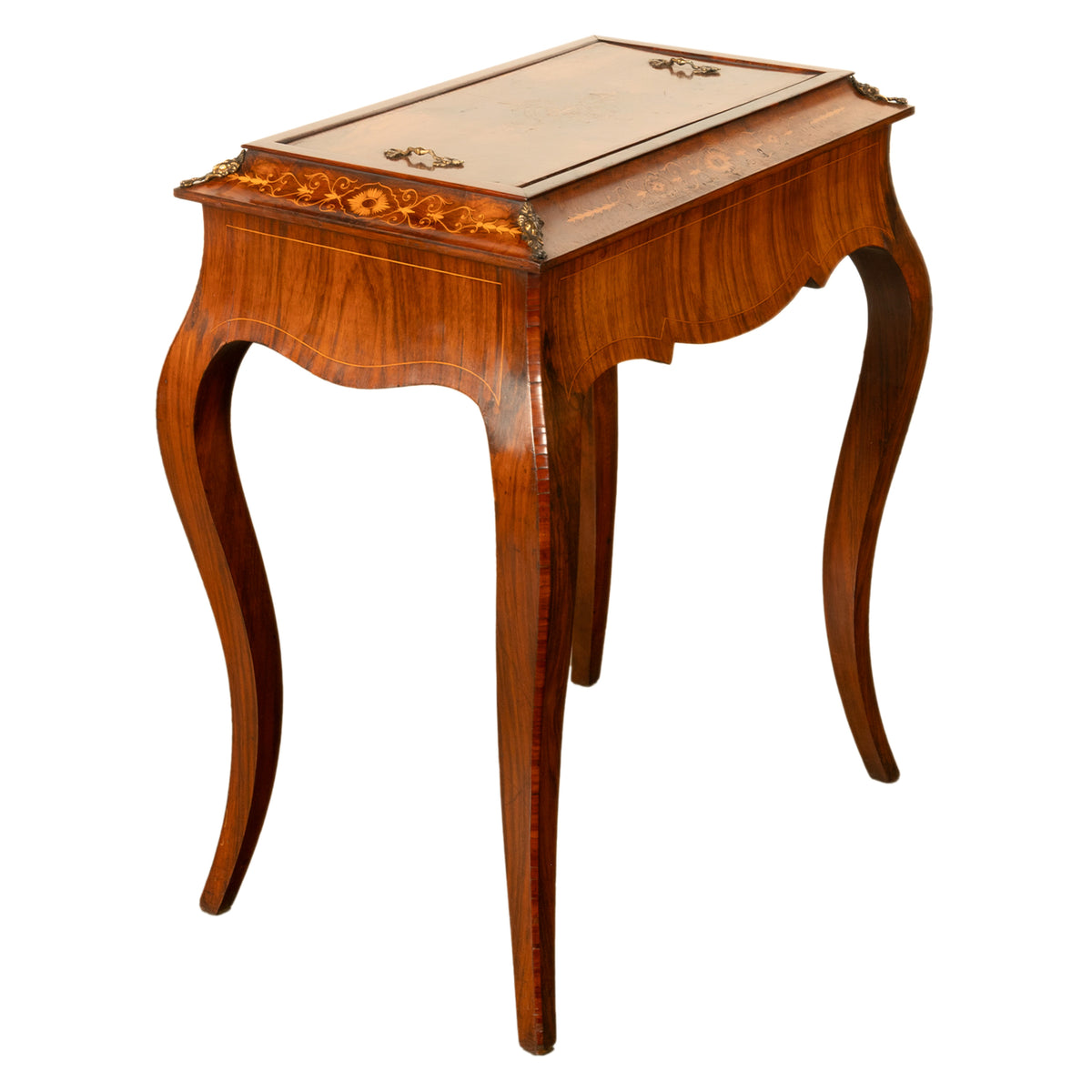 Antique French Marquetry Rosewood & Ormolu Jardiniere Wine Celarette Table 1860