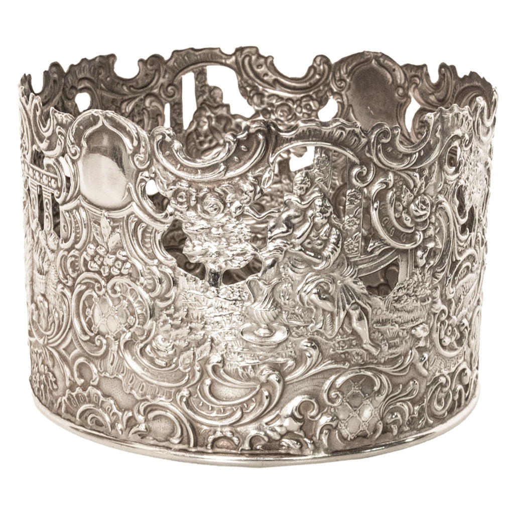 Antique American Sterling Silver Wine Bottle Decanter Coaster Cuff New York 1915