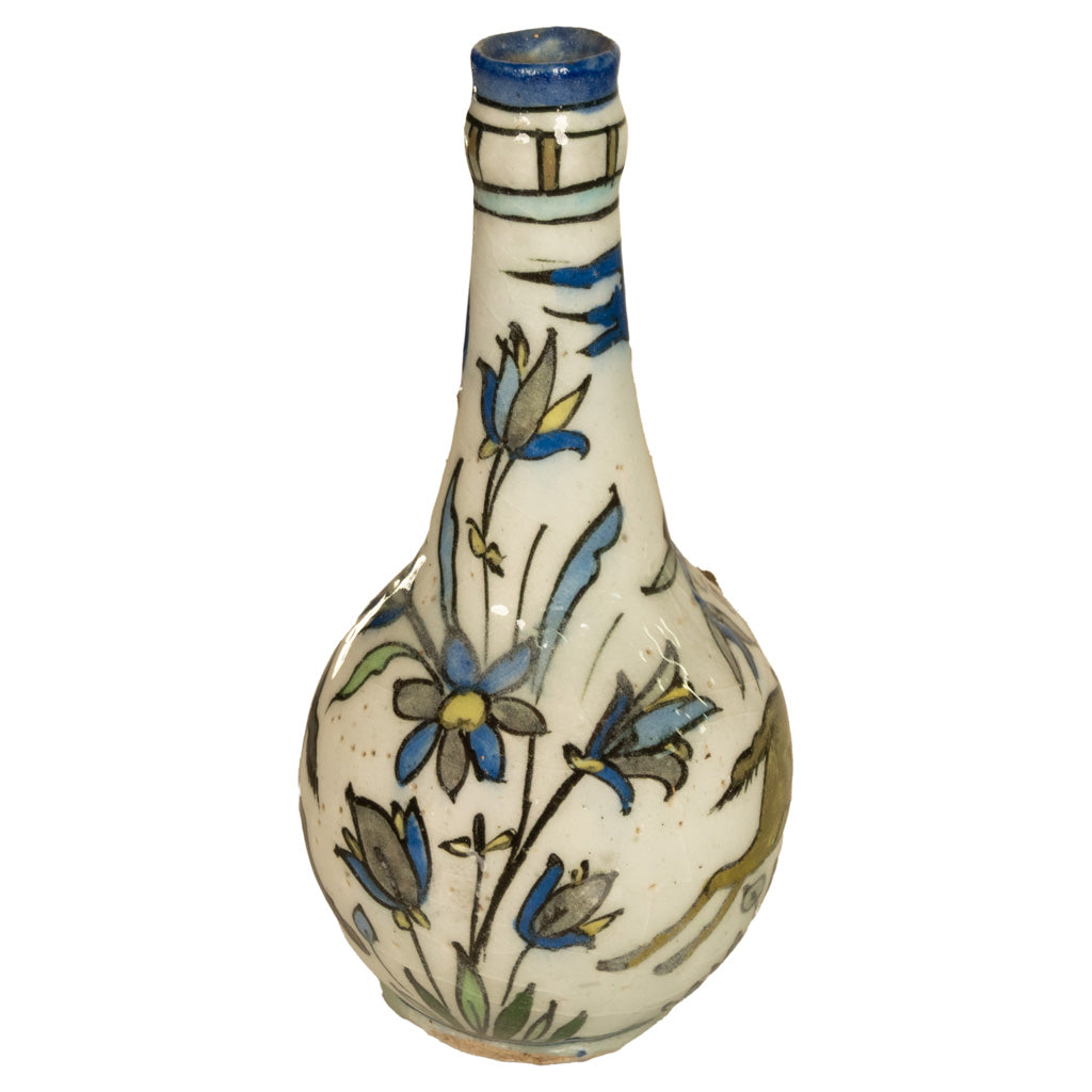 Antique 19th C Ottoman Persian Islamic Qajar Period Iznik Pottery Bottle Vase