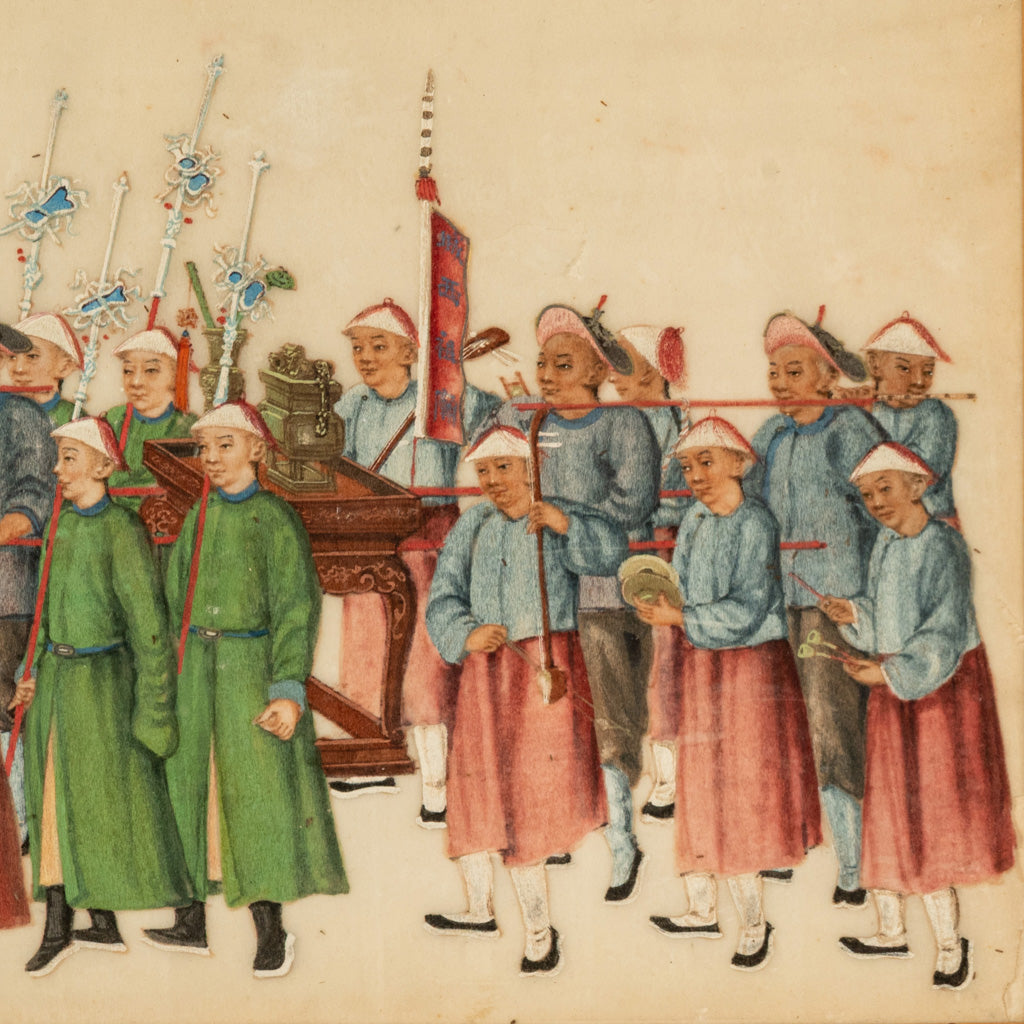 Antique Chinese Qing Dynasty Imperial Gouache Watercolor Pith Painting 1840