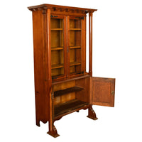 Antique Liberty & Co. Arts and Crafts Oak Mission Bookcase Display Cabinet 1905