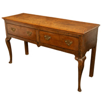 Antique 18thC Georgian Oak Welsh Two Drawer Dresser Base Server Side Table 1760