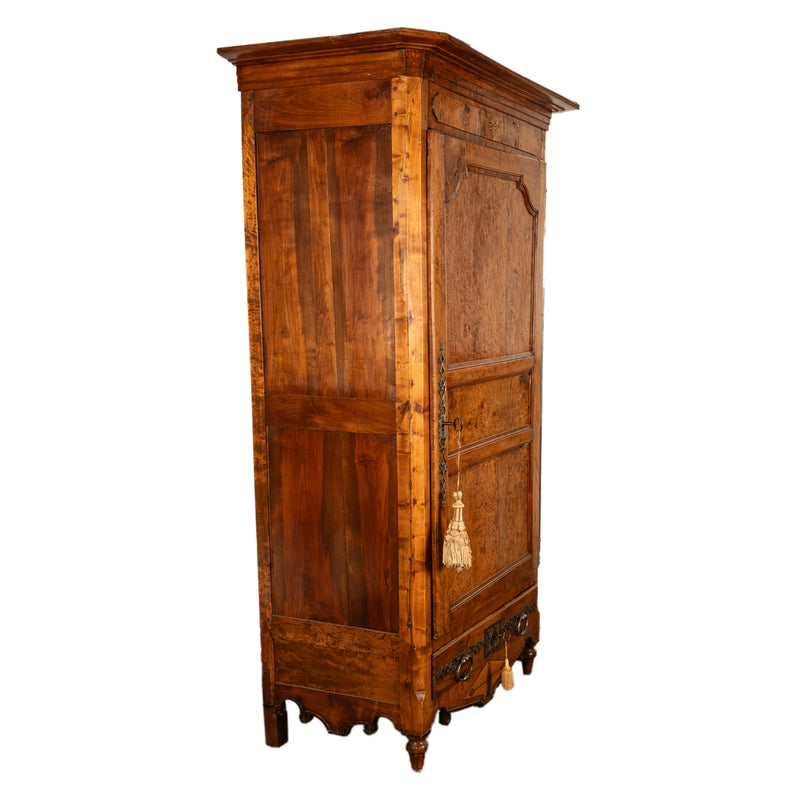 Antique French Provincial Inlaid Burl Chestnut Wardrobe Armoire Bonnetiere 1750